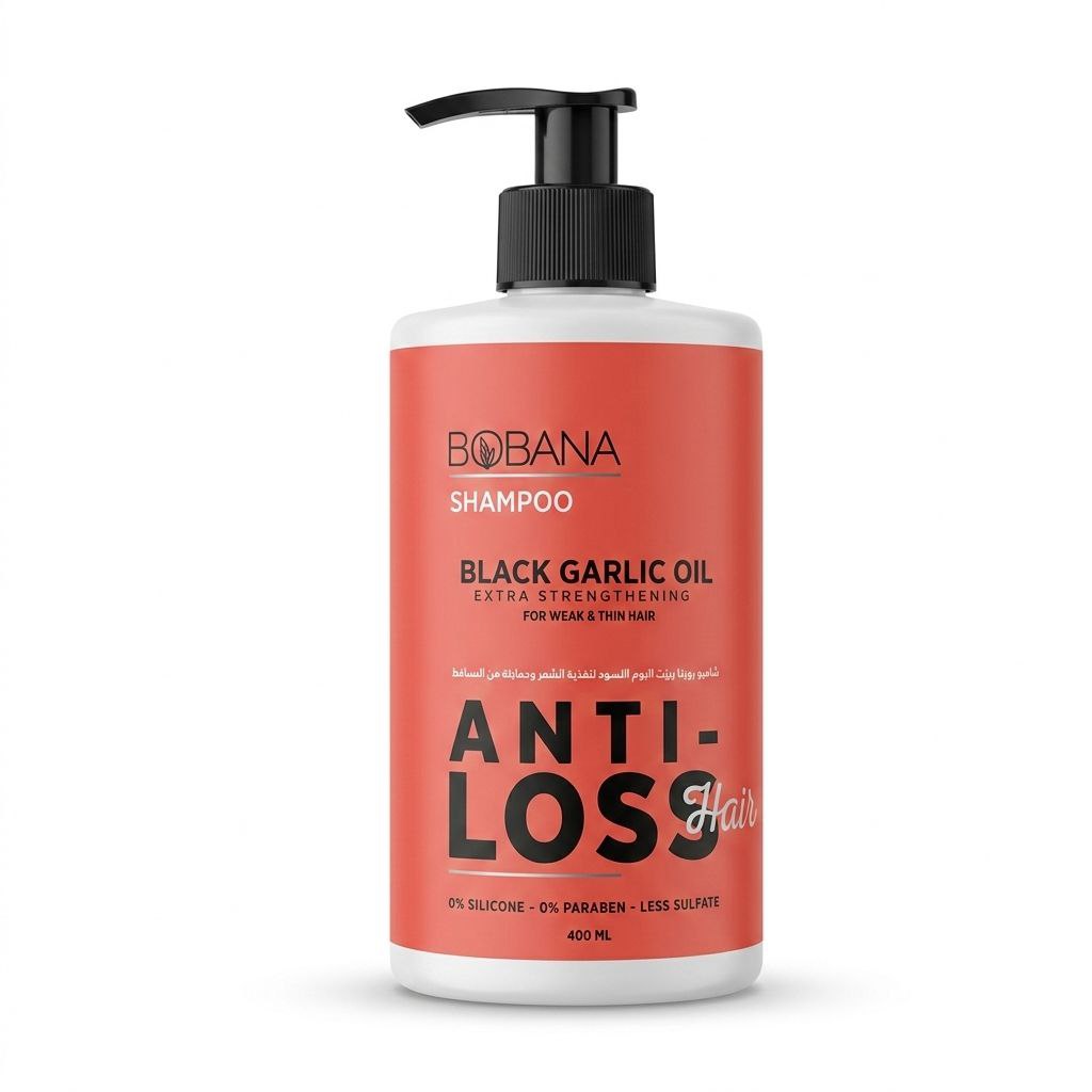 بوبانا شامبو بزيت الثوم الاسود 400مل(احمر)